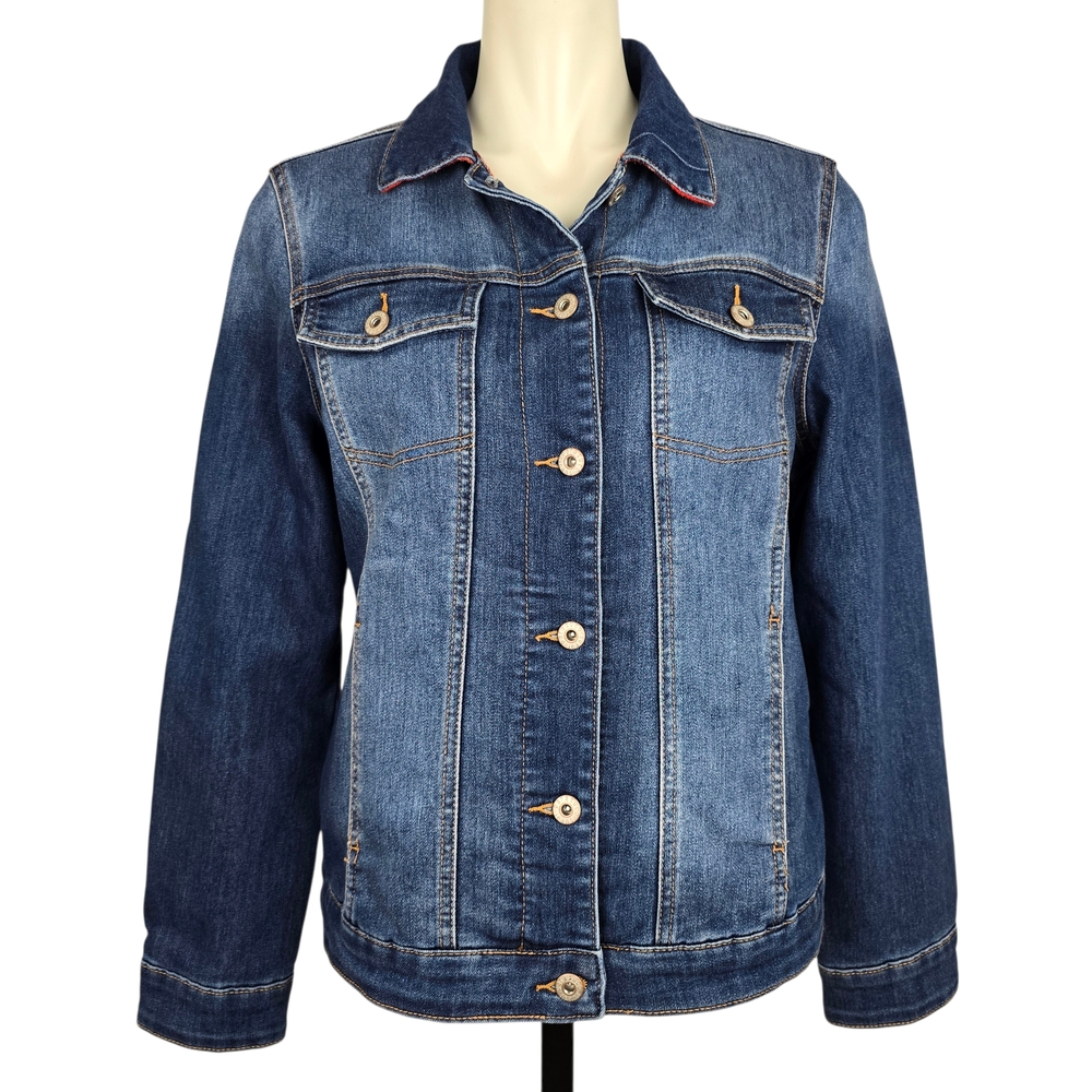 PARASUCO Jeans Women's Classic Blue Denim Jean Jacket Plaid Flannel Lining Sz M